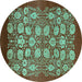 Round Oriental Turquoise Industrial Rug, urb852turq