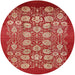 Round Mid-Century Modern Red Oriental Rug, urb852