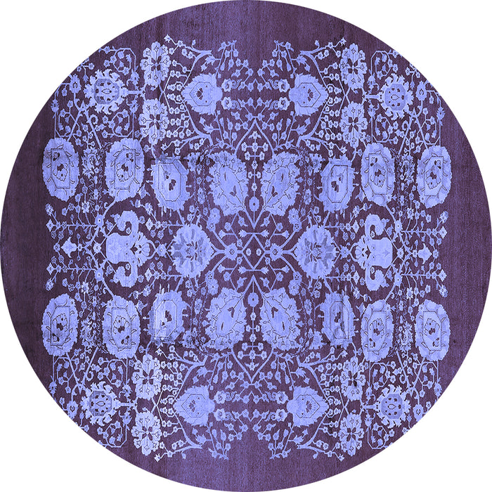 Round Oriental Blue Industrial Rug, urb852blu