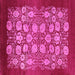 Square Machine Washable Oriental Pink Industrial Rug, wshurb852pnk