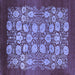 Square Machine Washable Oriental Blue Industrial Rug, wshurb852blu