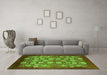 Machine Washable Oriental Green Industrial Area Rugs in a Living Room,, wshurb852grn