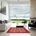 Square Machine Washable Industrial Modern Red Rug in a Living Room, wshurb852