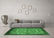 Machine Washable Oriental Emerald Green Industrial Area Rugs in a Living Room,, wshurb852emgrn