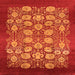 Square Machine Washable Oriental Orange Industrial Area Rugs, wshurb852org