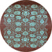 Round Oriental Light Blue Industrial Rug, urb852lblu