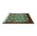 Sideview of Machine Washable Oriental Turquoise Industrial Area Rugs, wshurb852turq