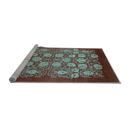 Sideview of Machine Washable Oriental Light Blue Industrial Rug, wshurb852lblu
