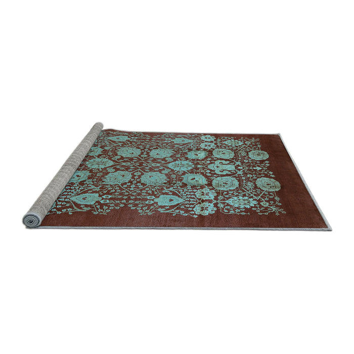 Sideview of Machine Washable Oriental Light Blue Industrial Rug, wshurb852lblu