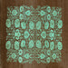 Square Oriental Turquoise Industrial Rug, urb852turq