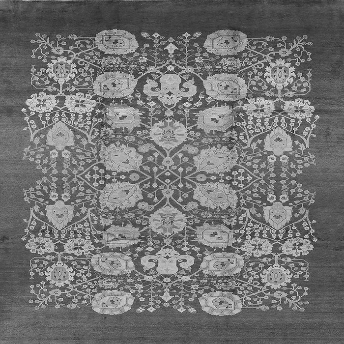 Square Machine Washable Oriental Gray Industrial Rug, wshurb852gry