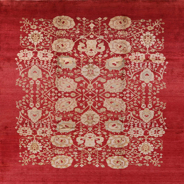 Square Mid-Century Modern Red Oriental Rug, urb852