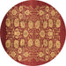 Round Oriental Brown Industrial Rug, urb852brn