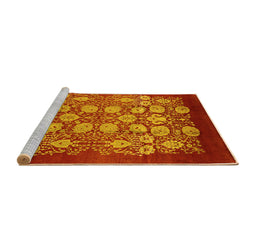 Sideview of Machine Washable Oriental Yellow Industrial Rug, wshurb852yw