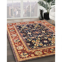 Mid-Century Modern Saffron Red Oriental Rug, urb853