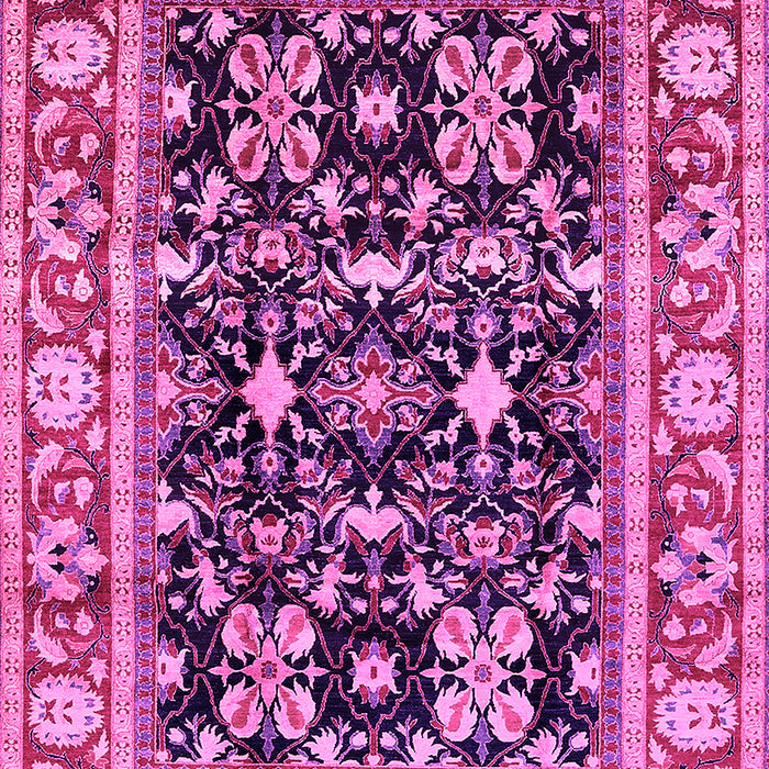 Machine Washable Oriental Pink Industrial Rug, wshurb853pnk