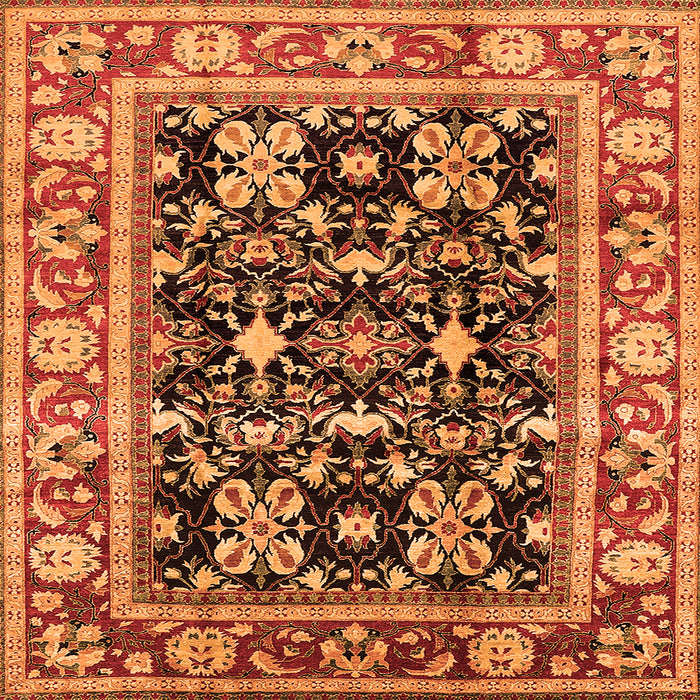 Square Machine Washable Oriental Orange Industrial Area Rugs, wshurb853org