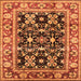 Square Machine Washable Oriental Orange Industrial Area Rugs, wshurb853org