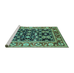 Sideview of Machine Washable Oriental Turquoise Industrial Area Rugs, wshurb853turq