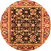 Round Machine Washable Oriental Orange Industrial Area Rugs, wshurb853org