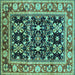 Square Oriental Turquoise Industrial Rug, urb853turq