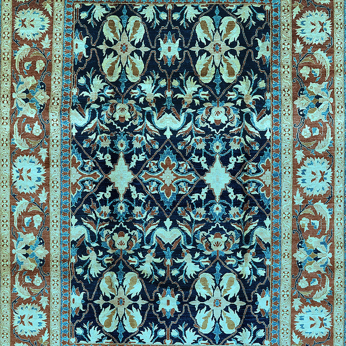 Machine Washable Oriental Light Blue Industrial Rug, wshurb853lblu