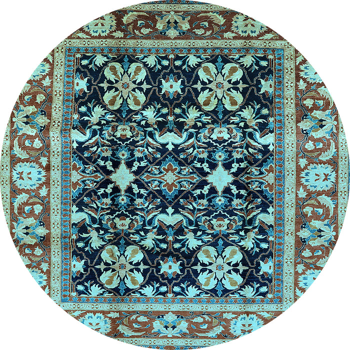 Round Oriental Light Blue Industrial Rug, urb853lblu