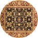 Round Machine Washable Oriental Brown Industrial Rug, wshurb853brn