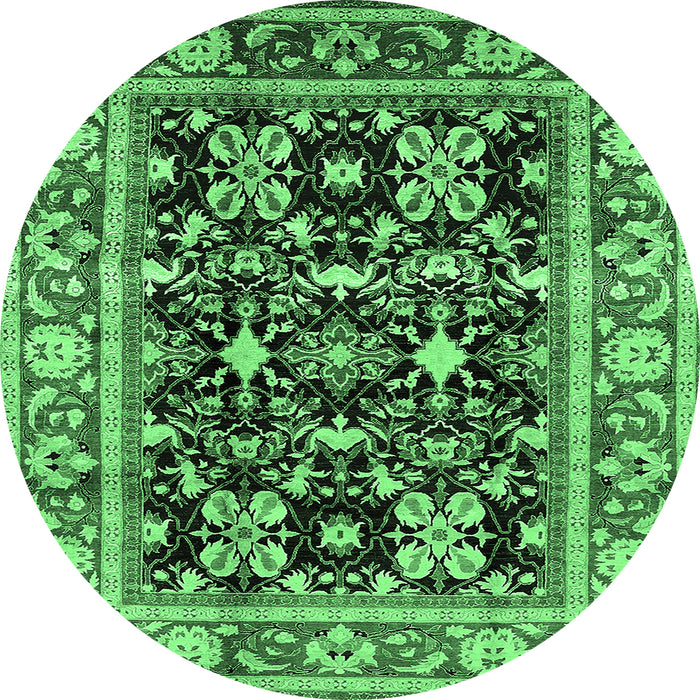 Round Oriental Emerald Green Industrial Rug, urb853emgrn