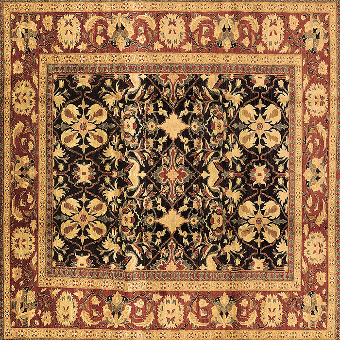Square Machine Washable Oriental Brown Industrial Rug, wshurb853brn