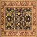 Square Machine Washable Oriental Brown Industrial Rug, wshurb853brn