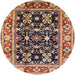 Round Mid-Century Modern Saffron Red Oriental Rug, urb853