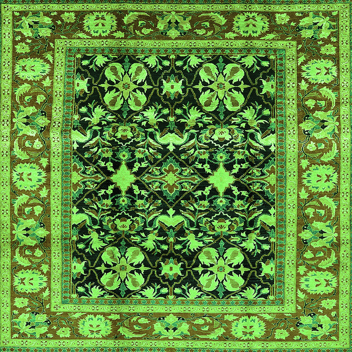 Square Machine Washable Oriental Green Industrial Area Rugs, wshurb853grn