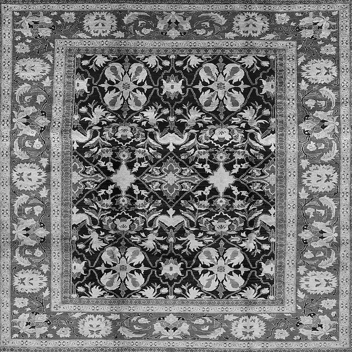 Square Machine Washable Oriental Gray Industrial Rug, wshurb853gry