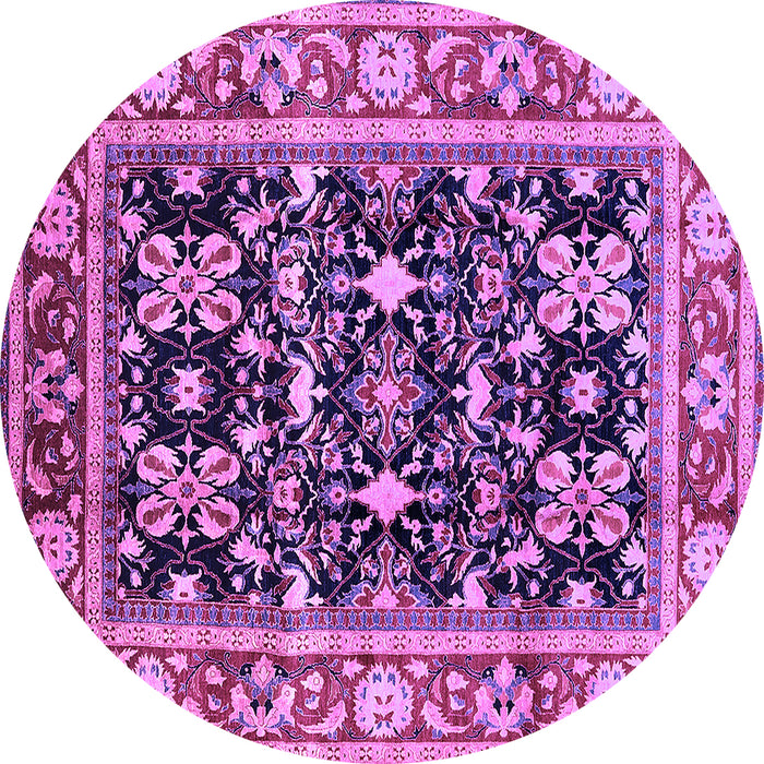 Round Machine Washable Oriental Purple Industrial Area Rugs, wshurb853pur