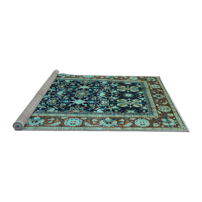 Sideview of Machine Washable Oriental Light Blue Industrial Rug, wshurb853lblu