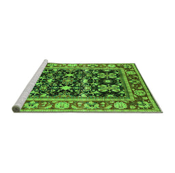 Sideview of Machine Washable Oriental Green Industrial Area Rugs, wshurb853grn