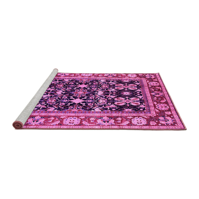 Sideview of Machine Washable Oriental Pink Industrial Rug, wshurb853pnk