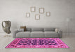 Machine Washable Oriental Pink Industrial Rug in a Living Room, wshurb853pnk