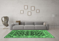 Machine Washable Oriental Emerald Green Industrial Rug, wshurb853emgrn