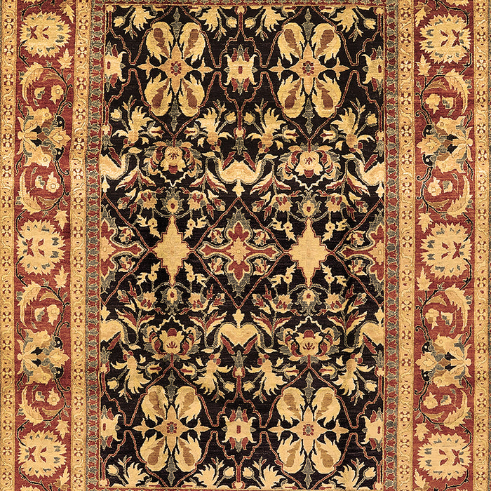 Machine Washable Oriental Brown Industrial Rug, wshurb853brn