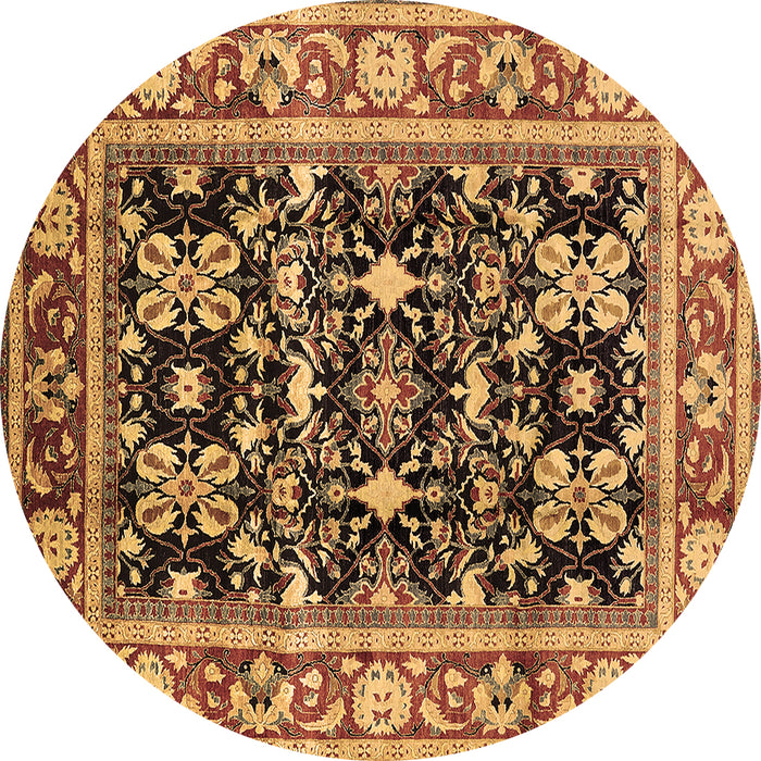Round Oriental Brown Industrial Rug, urb853brn
