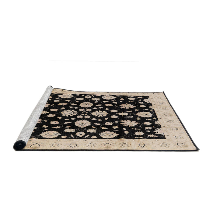 Sideview of Machine Washable Industrial Modern Burgundy Brown Rug, wshurb854
