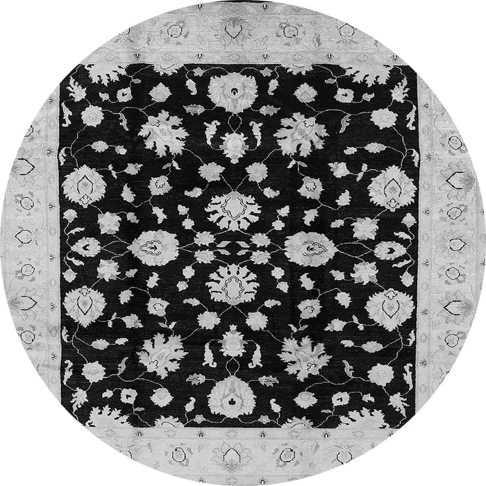 Round Oriental Gray Industrial Rug, urb854gry