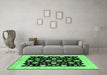 Machine Washable Oriental Emerald Green Industrial Area Rugs in a Living Room,, wshurb854emgrn