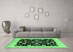 Machine Washable Oriental Emerald Green Industrial Area Rugs in a Living Room,, wshurb854emgrn