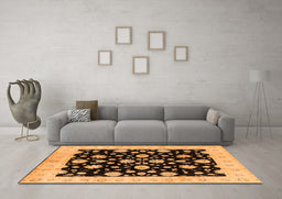 Machine Washable Oriental Orange Industrial Area Rugs in a Living Room, wshurb854org