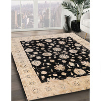 Mid-Century Modern Burgundy Brown Oriental Rug, urb854