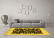 Machine Washable Oriental Yellow Industrial Rug in a Living Room, wshurb854yw