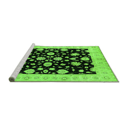 Sideview of Machine Washable Oriental Green Industrial Area Rugs, wshurb854grn